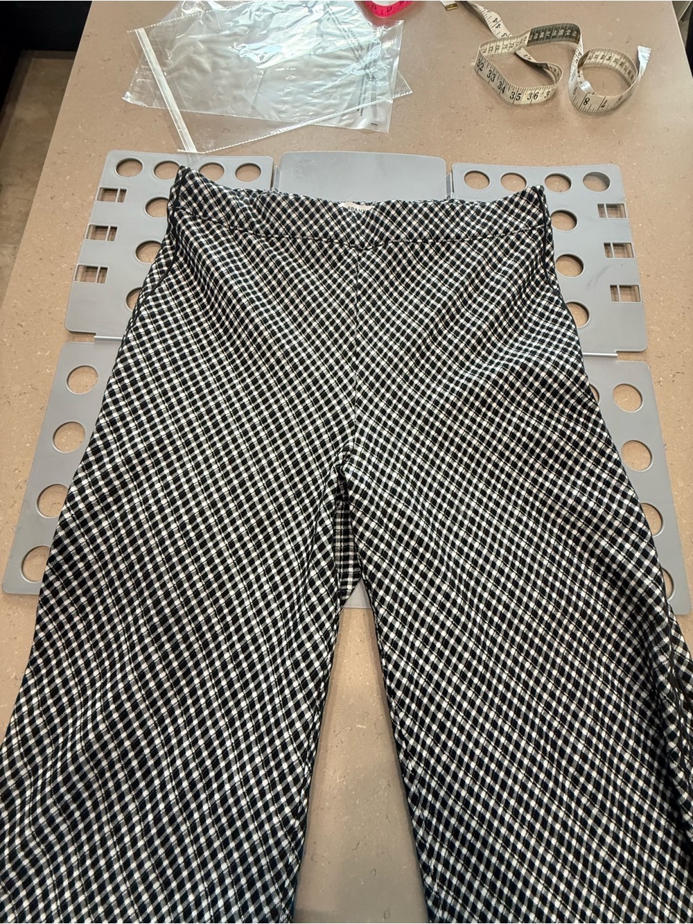 Spanx High-Rise Wide-Leg Plaid prefectFit Ponte Trousers in Black and White - Picture 5 of 7